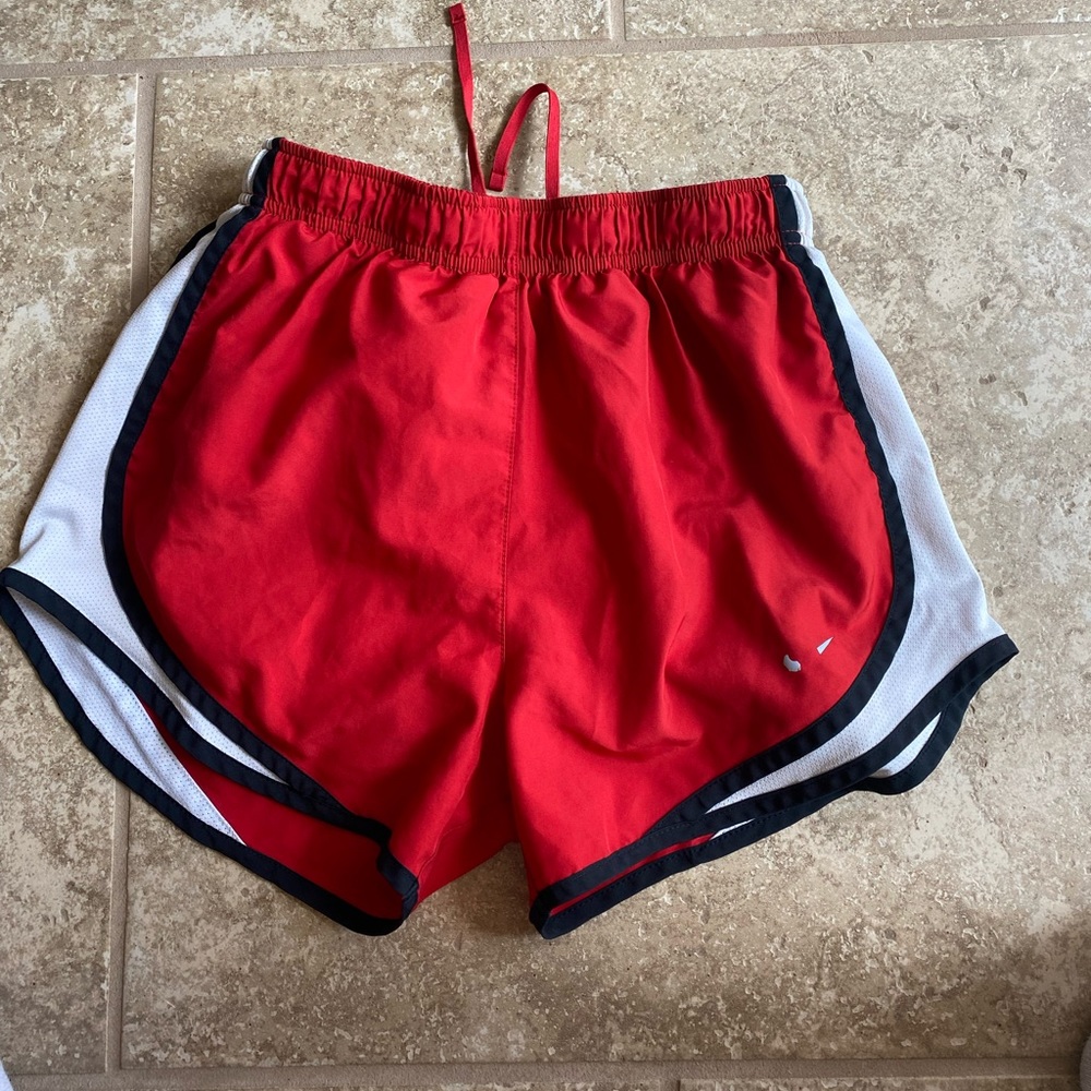Red womens Nike wind shorts